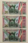 Mexiko NEU 20p Banknote Independencia Präfix AA 3er Set verschiedene Signaturen knackig 
