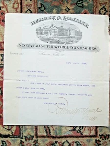 Membrete con membrete Seneca Falls NY Pump & Fire Engine Works 1883  - Imagen 1 de 2