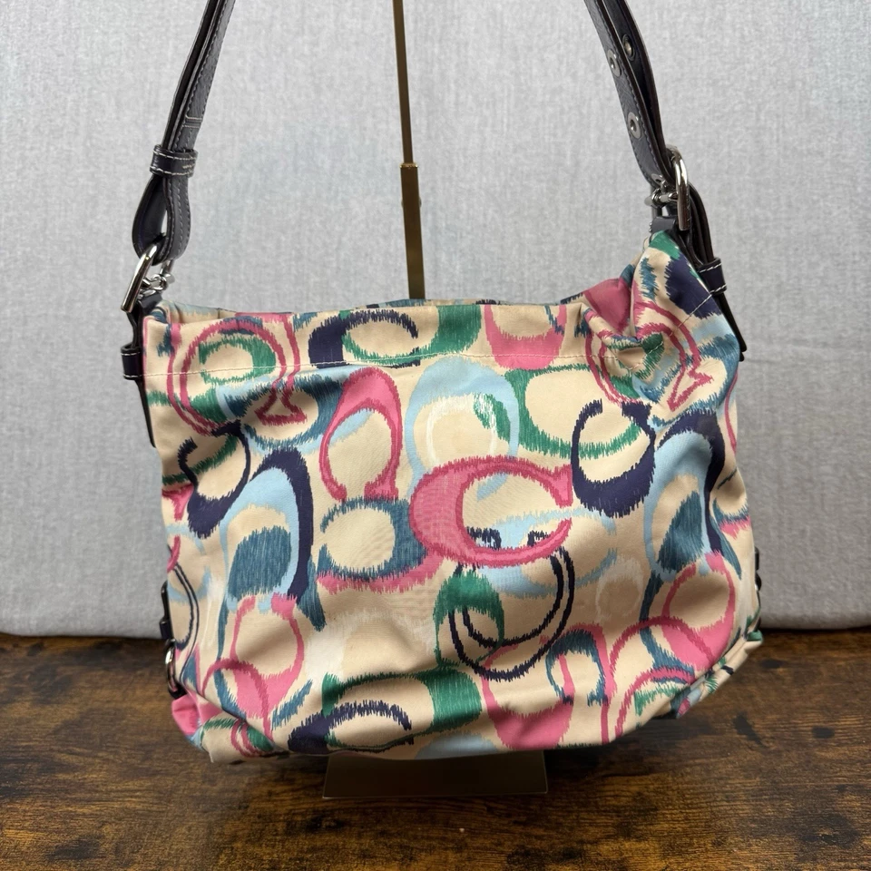 ТРЕНЕР IKAT надпись печати ткани с лакированной кожей отделки Дамская сумка сумочка синий - Изображение 1 из 4