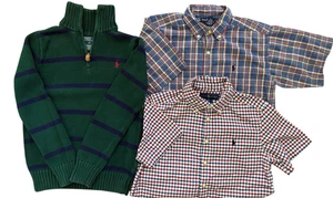 Ralph Lauren Polo Lot of 3 Boys Sz Medium Short Sleeve Polo Zip Sweater Mixed - Picture 1 of 22