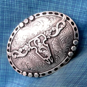 Western Scroll Steer Head Belt Buckle Rodeo Cowboy Sportsman Vtg Nocona  .GMP697 - Picture 1 of 10
