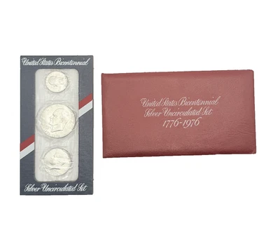 1776-1976 US Mint Bicentennial 40% Silver Uncirculated Set of 3 Red Pack OGP - Image 1 of 4