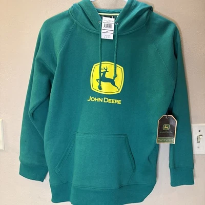 NEW OLD STOCK John Deere Youth Kids Hoodie Hooded Sweatshirt Large Green Vintage - Image 1 of 4