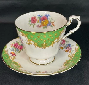 Vintage PARAGON Green “Rockingham” Bone China Cup And Saucer - Picture 1 of 24