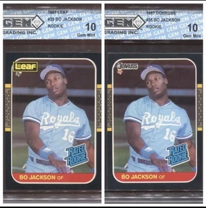 1987 Leaf/Donruss Bo Jackson Rated Rookies Gem 10s - Picture 1 of 2