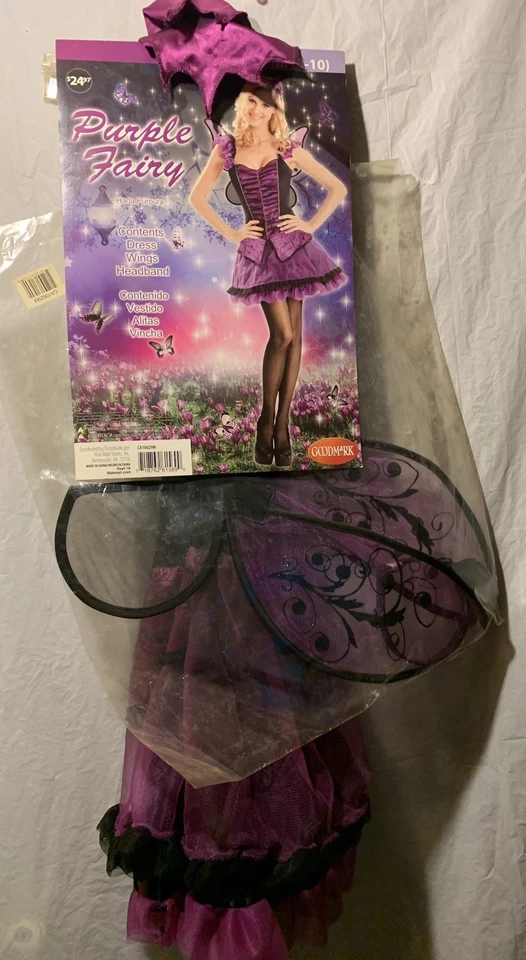 Purple Fairy Adult Costume Good mark Never Worn 8-10 Medium Wings Included Party - Image 1 of 4