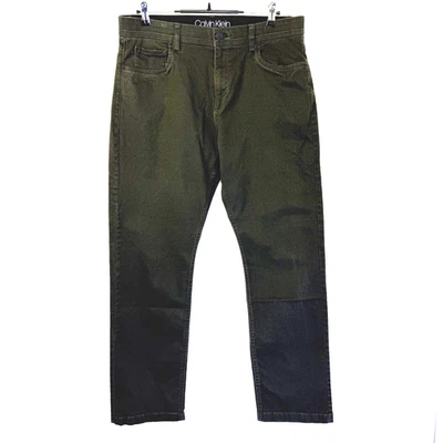 Calvin Klein Jeans Mens Sz 36x32 Olive Green Straight 5Pocket Stretch Twill Pant - Image 1 of 4