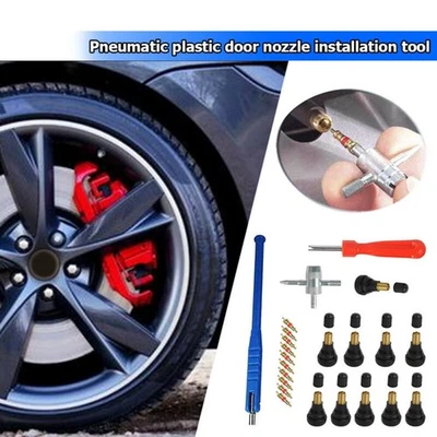 4 Way Tire Repair Tool Kit +Core Remover +Stem Puller Valve Core Brand New - Image 1 of 4