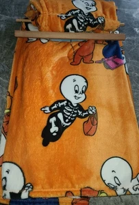 Casper the Friendly Ghost Throw Blanket 50"x70” Halloween Orange Costumes NEW Wt - Picture 1 of 3