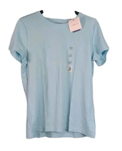 Croft&Barrow Damen Large blau Kurzarm Shirt Rundhalsausschnitt T-Shirt 100 % Pima-Baumwolle  - Bild 1 von 8