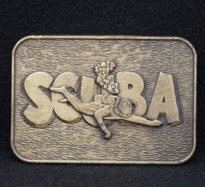 WB01164 *NOS* VINTAGE AÑOS 70 **CUBA** (BUCEADOR) HEBILLA DE CINTURÓN BRASSTONE Foto 1 de 2