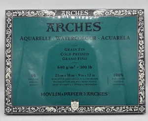 Arches Watercolour Cold Pressed 300lbs. 9”x12" 100% Cotton 10 Sheets New Sealed - Picture 1 of 2