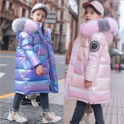 Kinder Mädchen Winterjacke Kapuze Reißverschluss Warm Steppjacke Mantel Tops - Bild 1 von 4