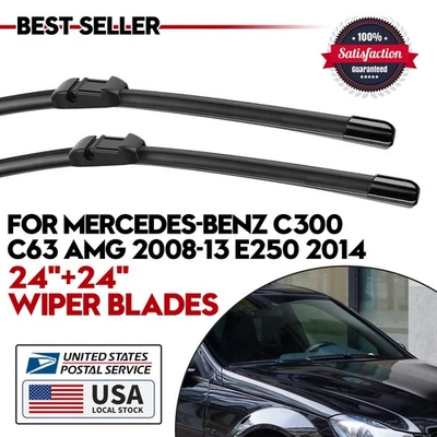 Front Windshield Wiper Blades Pair 24"+24" For Mercedes-Benz CLS63 AMG 2012-2014 - Imagem 1 de 4