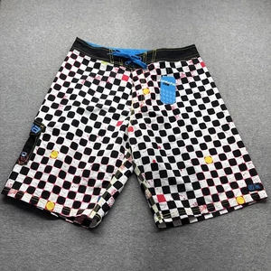 GOTCHA Board Shorts Mens 34x10" Flat Front Cargo Pocket Checker Black White NWT - Picture 1 of 13