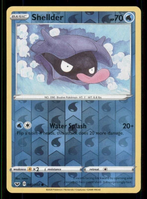 Shellder SWSH01: Sword & Shield Base Set #040/202 Common Reverse Holo Pokemon LP - Image 1 of 2