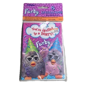 Vintage FURBY 8 Birthday Party Invitations Unique 1999 Y2K 2000s New Deadstock - Picture 1 of 5