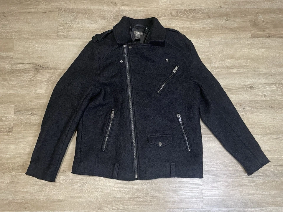 H&M Divided Coat Men's Size L Cargo Full Zip Motorcycle Black Long Sleeve Shirt - Image 1 of 4
