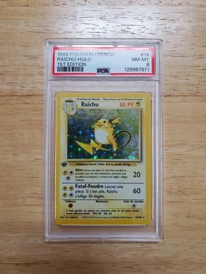 Pokemon PSA 8 NM/MINT 1999 Raichu 1st Edition Base Set French Holo Card - Image 1 of 2