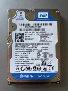 Western Digital Scorpio Blue WD 1600BEVT - 75A 23TO 5400rpm 160GB 2.5” SATA hdd - Picture 1 of 5