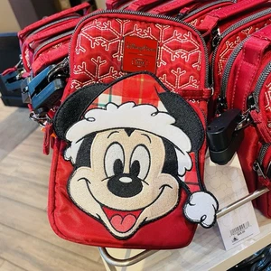 NEW Disney Parks 2025 Lug Merry Christmas Santa Mickey Mouse Crossbody Bag - Picture 1 of 2