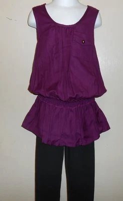 Epic Threads Girls Two (2) Piece Tunic Top Pant Outfit Perfect Plum Small (S) - Image 1 of 3