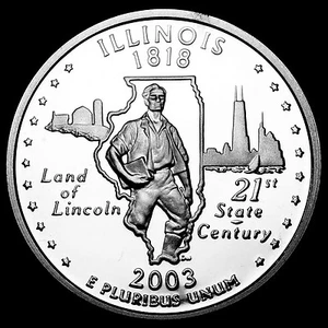 2003 S Illinois Mint Clad Proof Statehood Washington Quarter from Proof Set - Picture 1 of 2