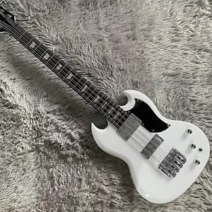 8 strun Standard SG Elektryczna gitara basowa Mahoń Szyja HPL Podstrunnica Biała - Zdjęcie 1 z 7