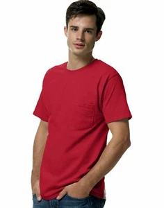 Hanes Mens TAGLESS Pocket T-Shirt - Picture 1 of 34