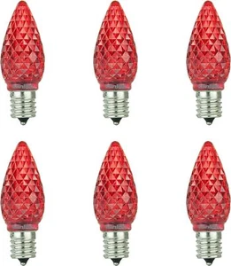 6Pack C9 LED RED Replacement Christmas Light Bulb, Shatterproof, 0.4W, E17 - Picture 1 of 2