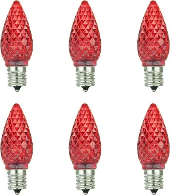 6Pack C9 LED RED Replacement Christmas Light Bulb, Shatterproof, 0.4W, E17 - Image 1 of 2