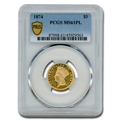 1874 $3 Gold Princess MS-61 PCGS (PL) - SKU#280281 Cover