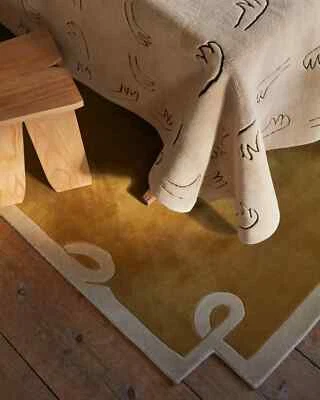 8x10 | New handmade design hand tufted rug area rug Yellow nz wool bedroom rugs - Image 1 of 4