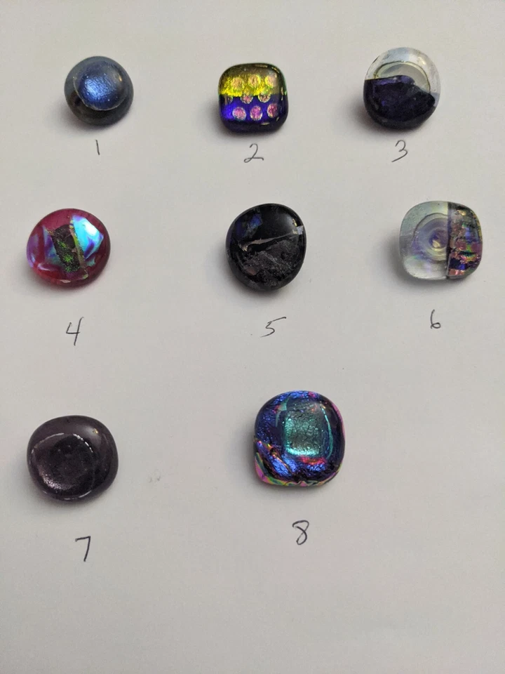 Handmade Dichroic Fused Glass Button  (pick color)   - Image 1 of 1
