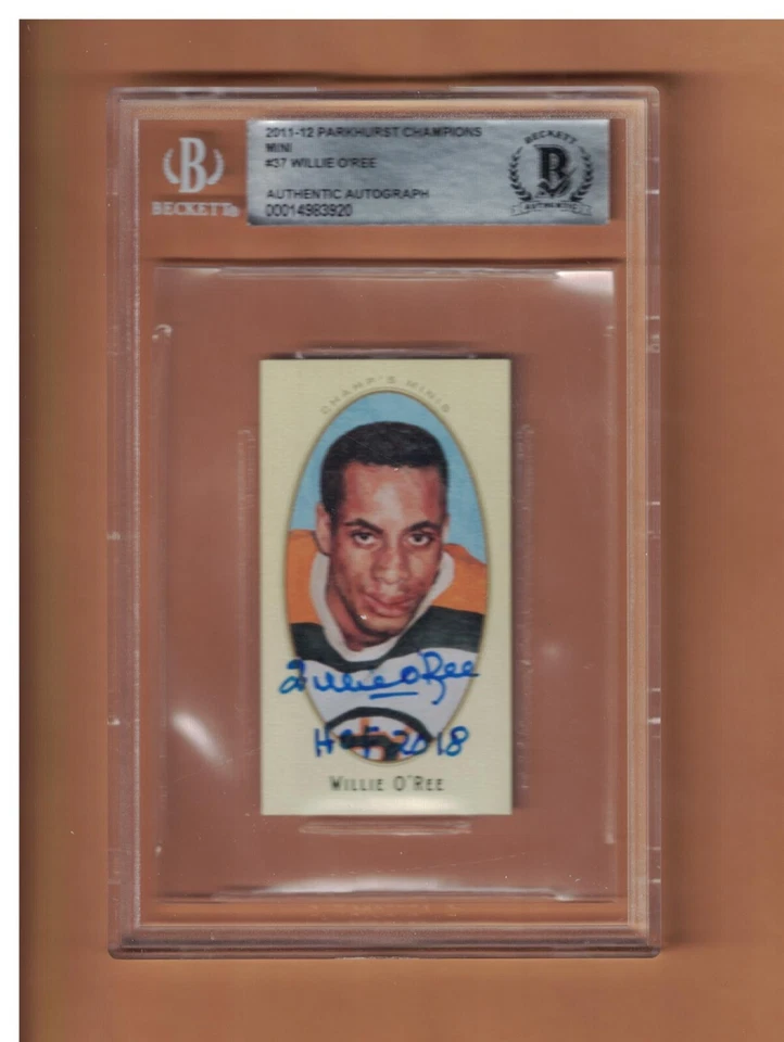 WILLIE O’REE AUTOGRAPHED 2011-12 UD PARKHURST CHAMPIONS MINI SIGNED CARD BECKETT - Image 1 of 2