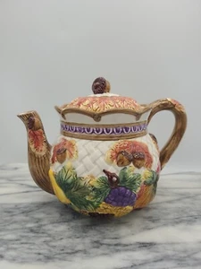 Omnibus By Fitz & Floyd ~ 1995 42 OZ Teapot Fall Acorn Pattern ~ Retired Autumn - Picture 1 of 11
