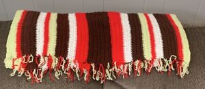 Afghan Throw With Fringe Multi- Color Stripes 28x 54 Bed/Couch Throw