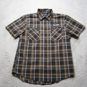 Harley Davidson Camicia Uomo L Marrone Bottoni Performance Motociclista Equitazione - Foto 1 di 11