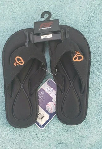 Baltimore Orioles Black gel  Flip Flops women's x-small 5 - 6 NWT Cover
