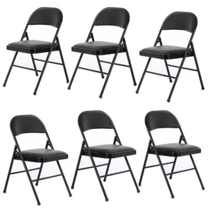 (6 Pack) Folding Stackable Chairs Padded Seat -Office Home Event Wedding Party - Picture 1 of 8