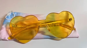 Taylor Swift Yellow Heart Shaped Lover Sunglasses New Official Merch With Bag - Picture 1 of 1