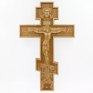 Wooden Cross Standing Orthodox Carved Crucifix Jesus Christ Large 17.71" Light - Picture 1 of 5