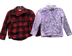 Eddie Bauer Dip Lot of 2 Kids XS 4-5 Fleece Jacket Outdoor Cabin Academia Travel - Picture 1 of 12