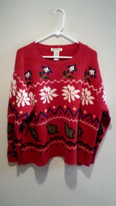 Vintage Blumen Pullover - Eddie Bauer - Extra Extra Large XXL - Rot - 100% Baumwolle - Bild 1 von 2