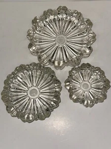 Vintage MCM Anchor Hocking Clear Glass Ashtray Stacking Set 5.5", 4" & 3" RARE! - Picture 1 of 4