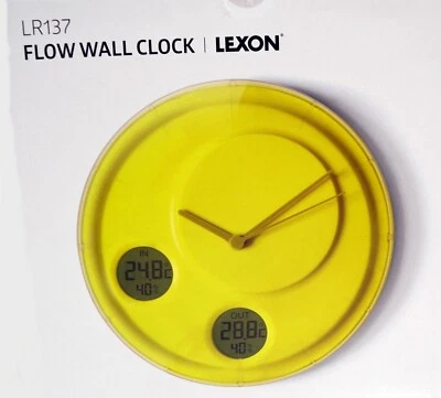 Wanduhr Wetterstation Lexon gelb Wall Clock Designer Philip Wong Neu OVP 69,90€ - Bild 1 von 4