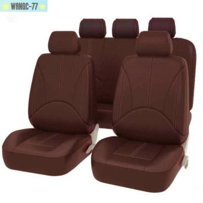 Juego completo de 9 piezas de fundas de coche delanteras y traseras de cuero PU para 5 asientos Foto 1 de 4