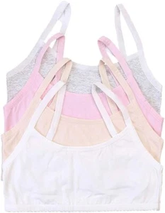 Lot of 4: 8-12 Teen Girls First Training Spaghetti Strap Bras Cotton Padded Bra - Picture 1 of 2