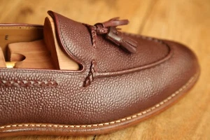 Zapatos Mocasines Grenson Borlas Marrón Grano Cuero Para Hombres Reino Unido 8 E EE. UU. 9 UE 42 - Imagen 1 de 12