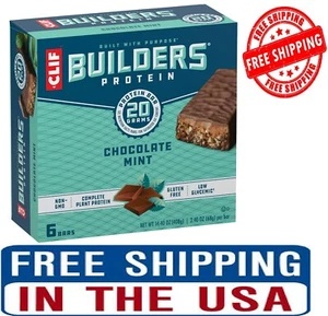 CLIF Builder Chocolate Mint Flavor -Protein Bar, 20g Protein - 2.4 oz. (6 Pack) - Picture 1 of 8